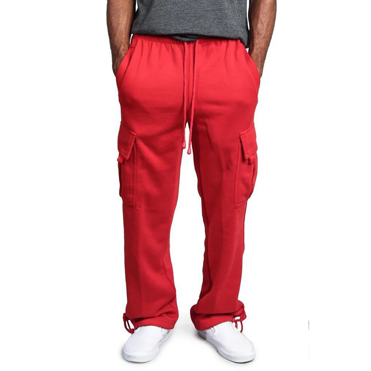 Men's Multi-pocket Cargo Pants Fashion High Street Retro Casual Drawstring Pants Outdoor Loose Sports Pants