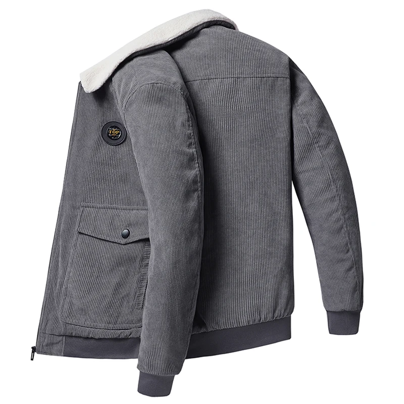 Winter Bomber Jacket Men Air Force Pilot Corduroy Jacket Warm Male Windbreaker Army Tactical Fleece Parkas Coats Men Outwear