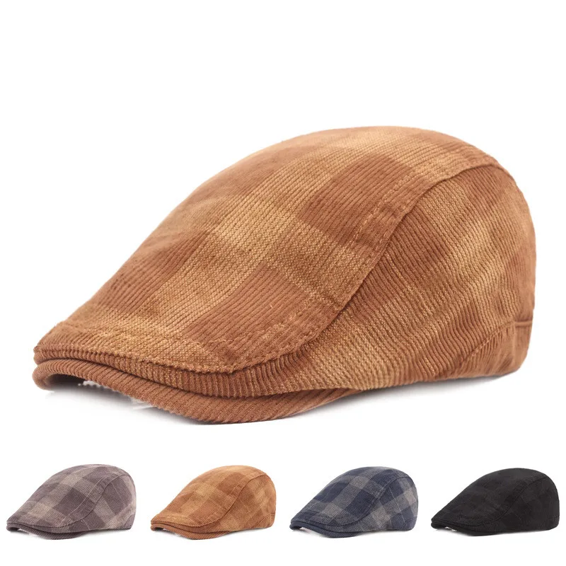 GQILYYBZ band winter cap warm beret for men and women english wind forward hat net red hat middle-aged and elderly caps