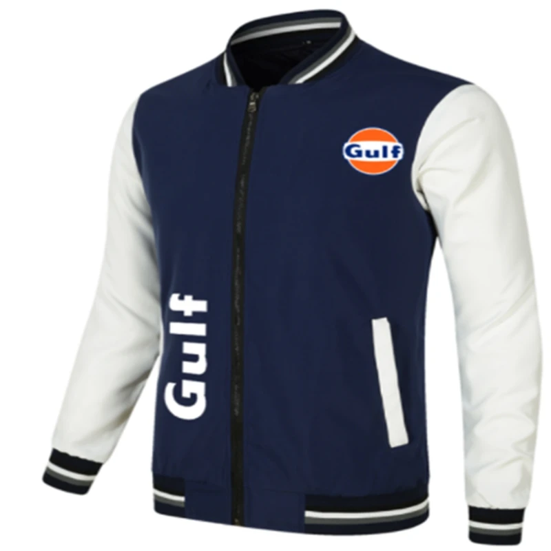 

2023 New Spring Autumn Men's Casual Sports Loose GUIF Logo Zipper Baseball Jacket Man Thin Biker Coat B