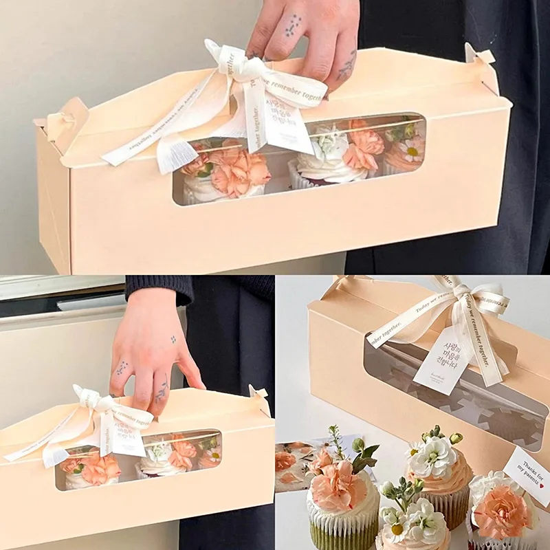 

5x4 Hole Cupcake Boxes with Clear Window, Cupcake Carrier for Cupcakes, Cookies, Muffins, Pastries and Donuts