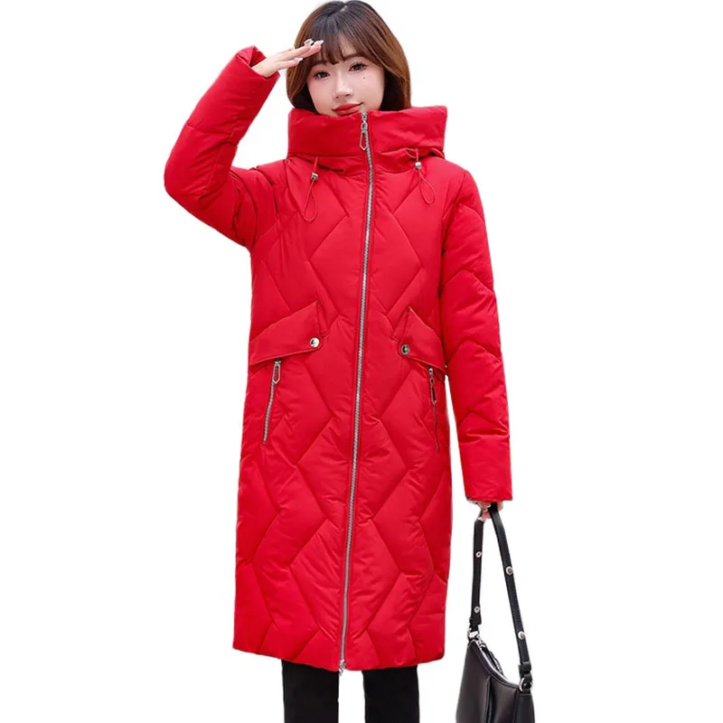 

2022 Winter Women Jacket Coats Long Parkas Female Down cotton Hooded Overcoat Thick Warm Jackets Windproof Casual Female Coats
