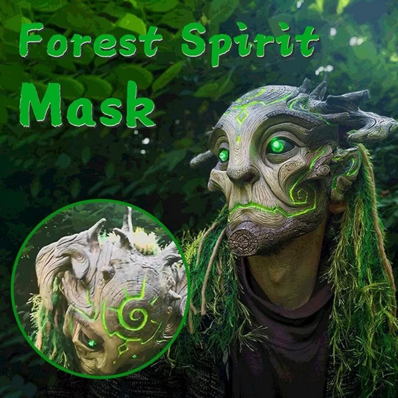 

Scary Legend Monster LED Latex Mask Cosplay Horror Helmet Forest Spirit Elf Headgear Halloween Masquerade Party Costume