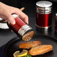 stainless steel spice jar rotating cover barbecue can home kitchen cooking gadgetssalt sugar bottle shaker pepper seasoning
