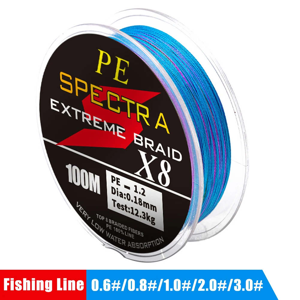 

5 Sizes 8 Strands Braided PE Fishing Line 100m 12.4LB to 40LB Abrasion Resistant Low Stretch Bass Carp Fishing Accessories
