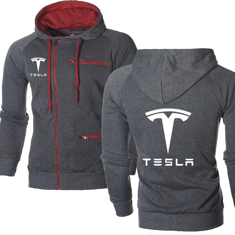 

Мужская куртка с длинным рукавом, Флисовая теплая толстовка с капюшоном и принтом логотипа Tesla Car, повседневная одежда в стиле хип-хоп, Харадзюку, 2023