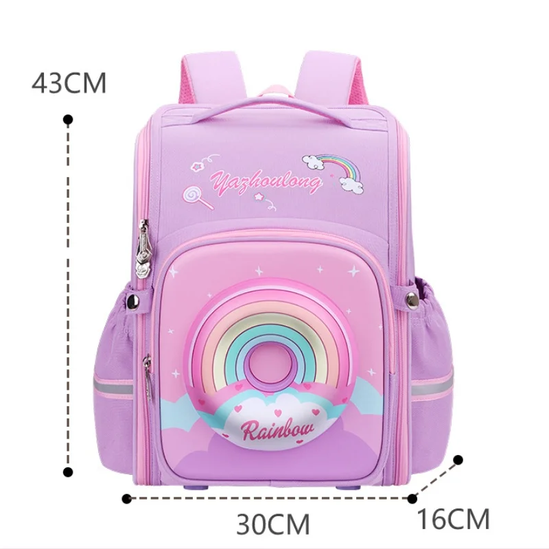 Children Cute Rainbow Donut 3D Backpacks New Girls Sweet Students Grade 3-6 Cartoon Large Capacity Schoolbags Breathable Fashion