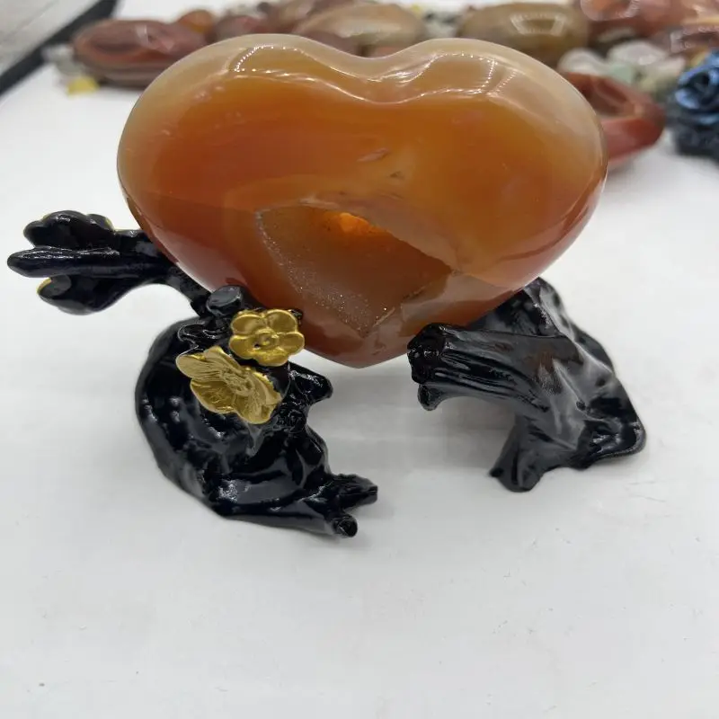 20Pcs Natural Crystal Raw Stone Opening Smile With The Base Golden Epidermal Crystal Precipitation Exquisite Decorative Ornament