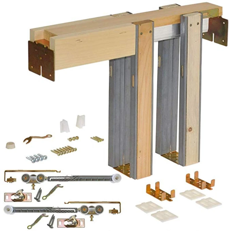

80 Inch 30 inches Wide Commercial Grade Sliding Pocket Door Frame Hardware Kits For 2x4 Stud Wall With Solf Closer