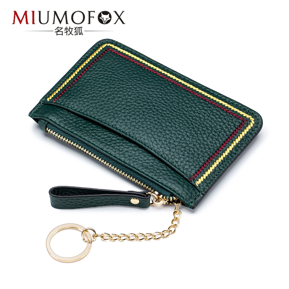 Fashion change purse women's leather color multifunction ultra-thin leather keychains bump mini wallet ins