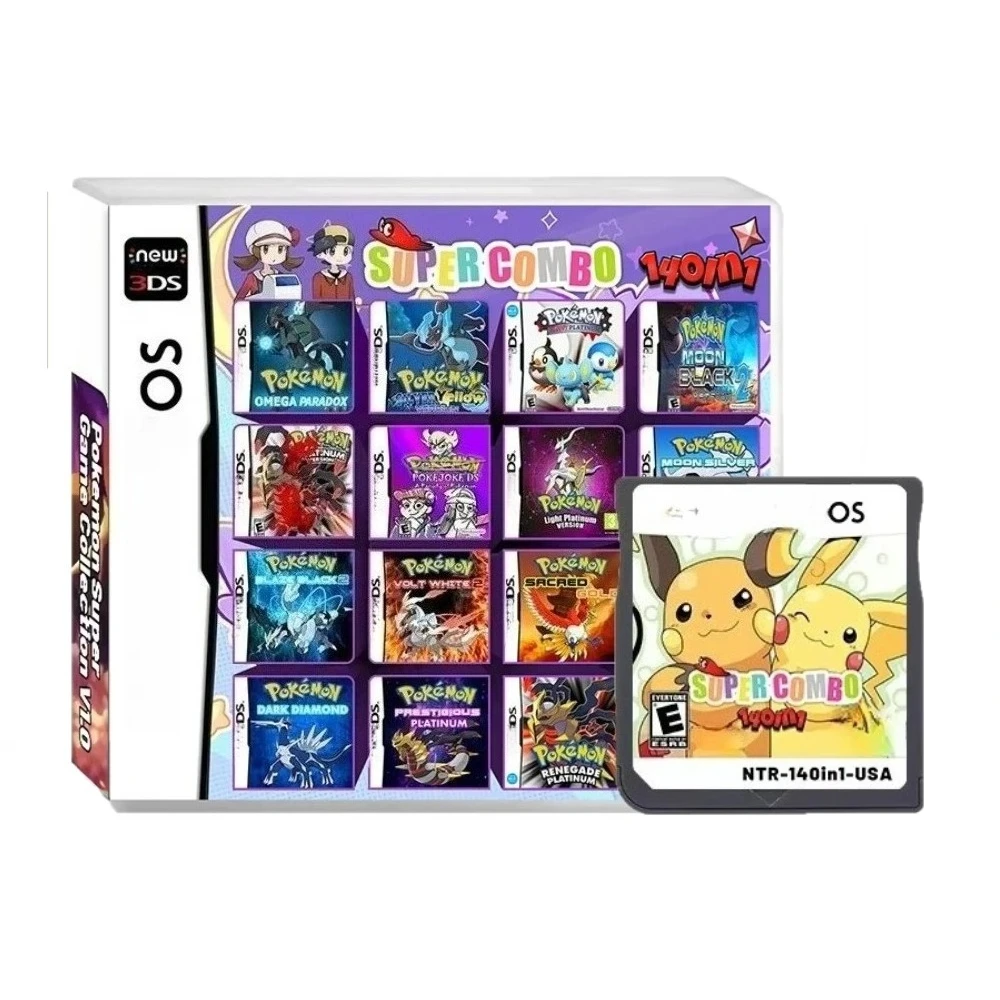 Фото Игровой картридж Pokemon 140-in-1 Super Combo V1.0 Retro NDS, английская версия - коллекционный подарок для детей №3