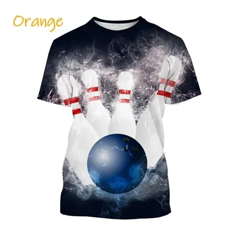 Новая повседневная футболка с 3D принтом для боулинга для мужчин и женщин, спортивная быстросохнущая футболка с мячом, крутой топ с короткими рукавами