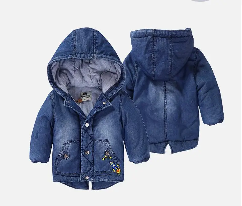 

Children's cotton hooded medium length cotton-padded jacket