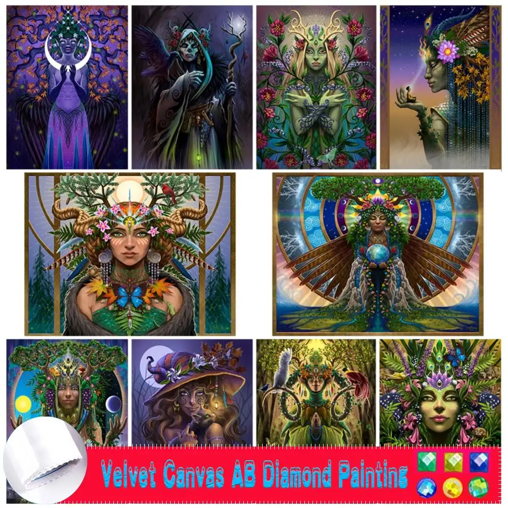 

DIY 5D AB Velvet Canvas Diamond Painting Gaia Mother Earth Sacred System Full Diamond Embroidery Mosaic Art Rhinestones Pictures