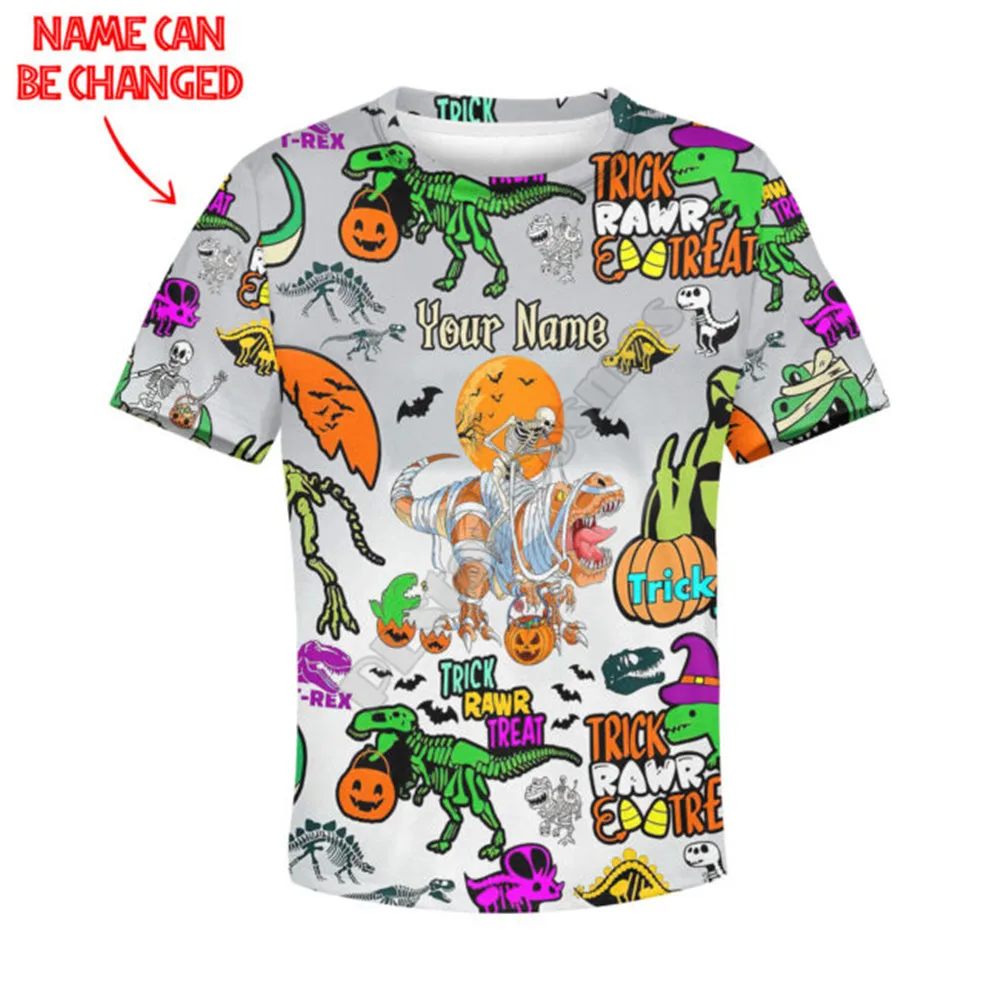 

Halloween Dinosaur Custom You Name Kids t shirts 3d Printed Hoodies t shirt zipper Pullover Kids Suit Sweatshirt Tracksuit 01