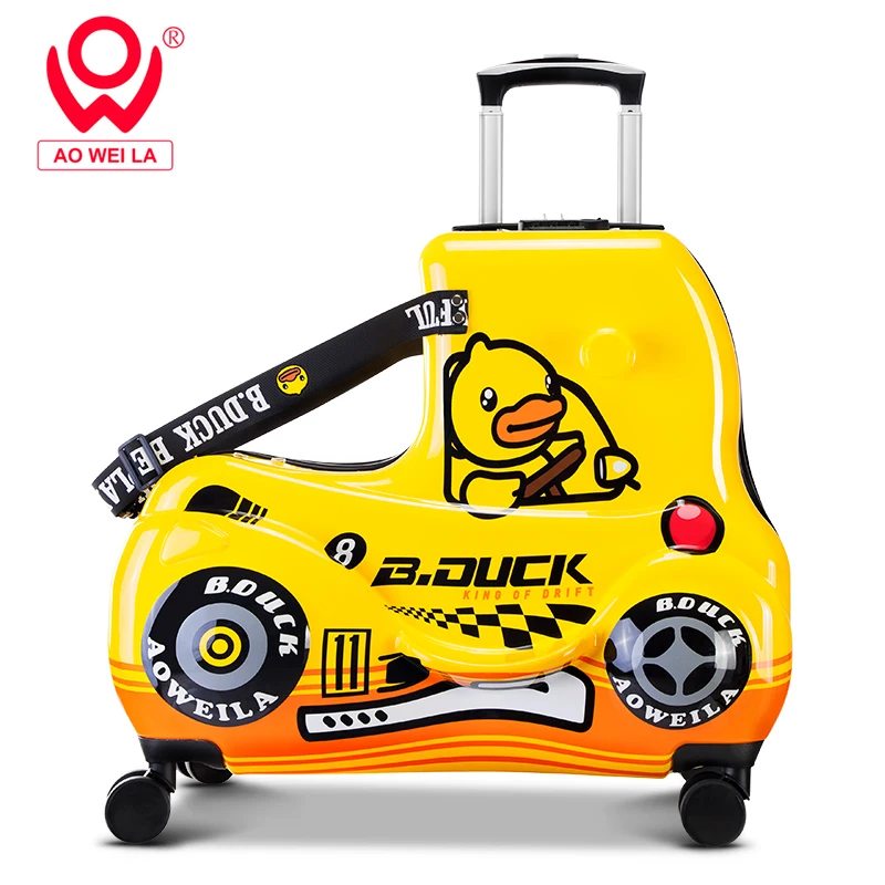 AO WEI LA Travel Suitcases PC Kids' Luggage Suitcase with Wheels Ride-On  Rolling Trolley Case Fits to Kid 2-12 Years Old 20 24