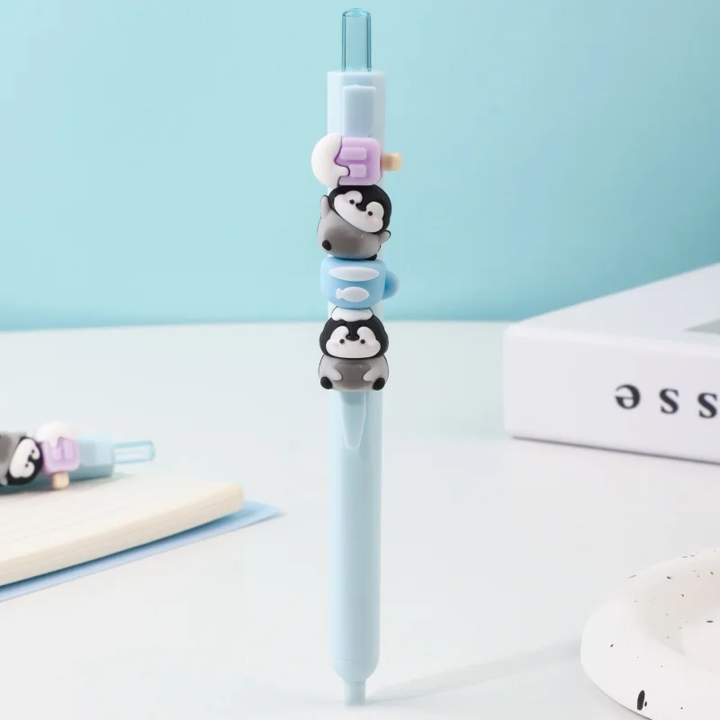 Фото 24 шт./лот, гелевые ручки Kawaii Penguin Press, милые ручки с черными чернилами 0,5 мм, нейтральные ручки для письма, офисные и школьные принадлежности №3