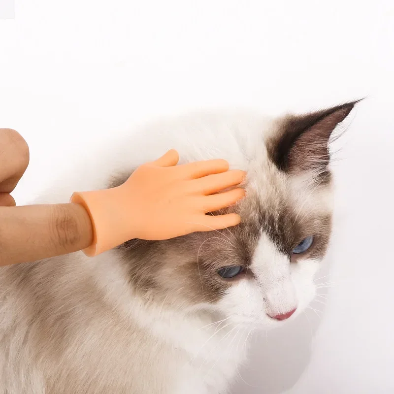 

Funny Palm Shaped Mini Hands Creative Finger Cots Small Hand Tease Kitten Cats Massager Grooming Gloves Pet Supplies