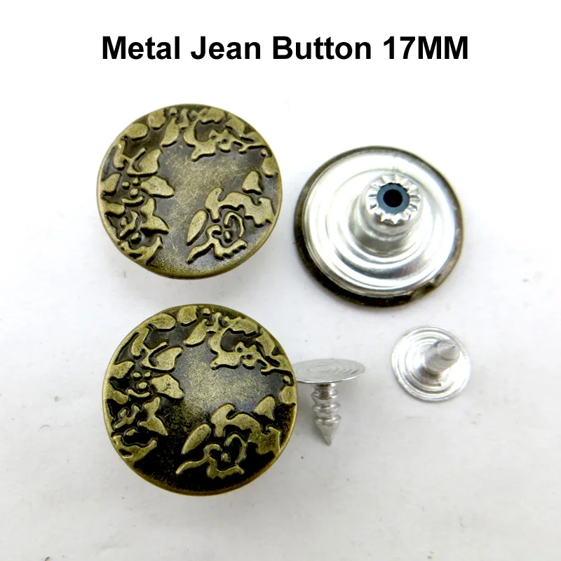 

30pcs Metal Bronze tone Jeans Flower Button 17MM Decorative Sewing Clothes Accessory JMB-411