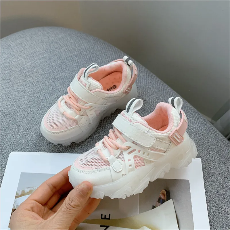 

2021 New Children's Shoes Mesh Breathable Girls Boys Sneaker Outdoor Kids Tennis Non-slip Toddler Baby Shoes 21-25