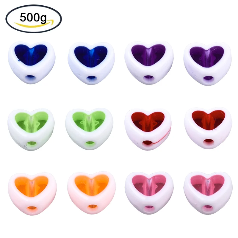 

500g Transparent Acrylic Beads Edge Opaque Heart Dark Blue 7.5x8.5x4mm Hole: 1.8mm, about 2700pcs/500g
