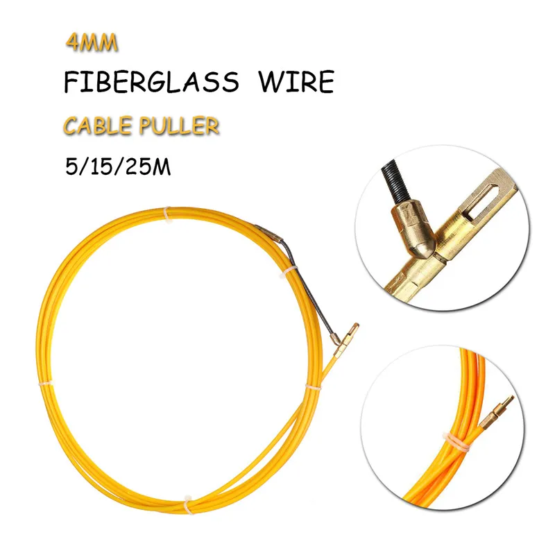 

4mm 5/10/15/20/25/30M Fiberglass Electric Cable Puller Fish Tape Reel Conduit Ducting Rodder Puller Wall Wire Guide Device