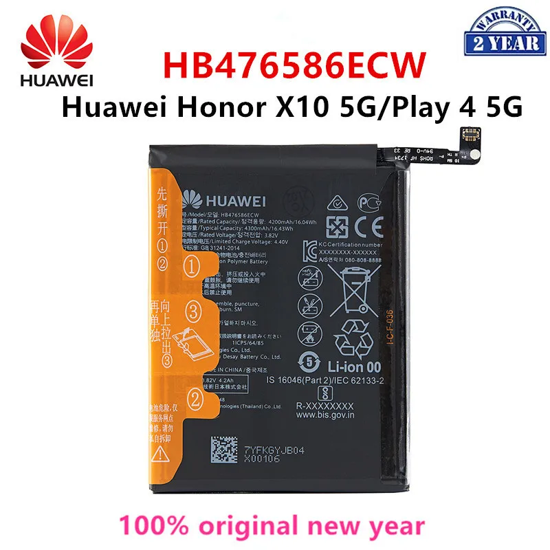 100% Оригинальный HUAWEI HB476586ECW 4300 мАч аккумулятор для Huawei Honor X10 5G Play4 Play 4 5G сменные батареи