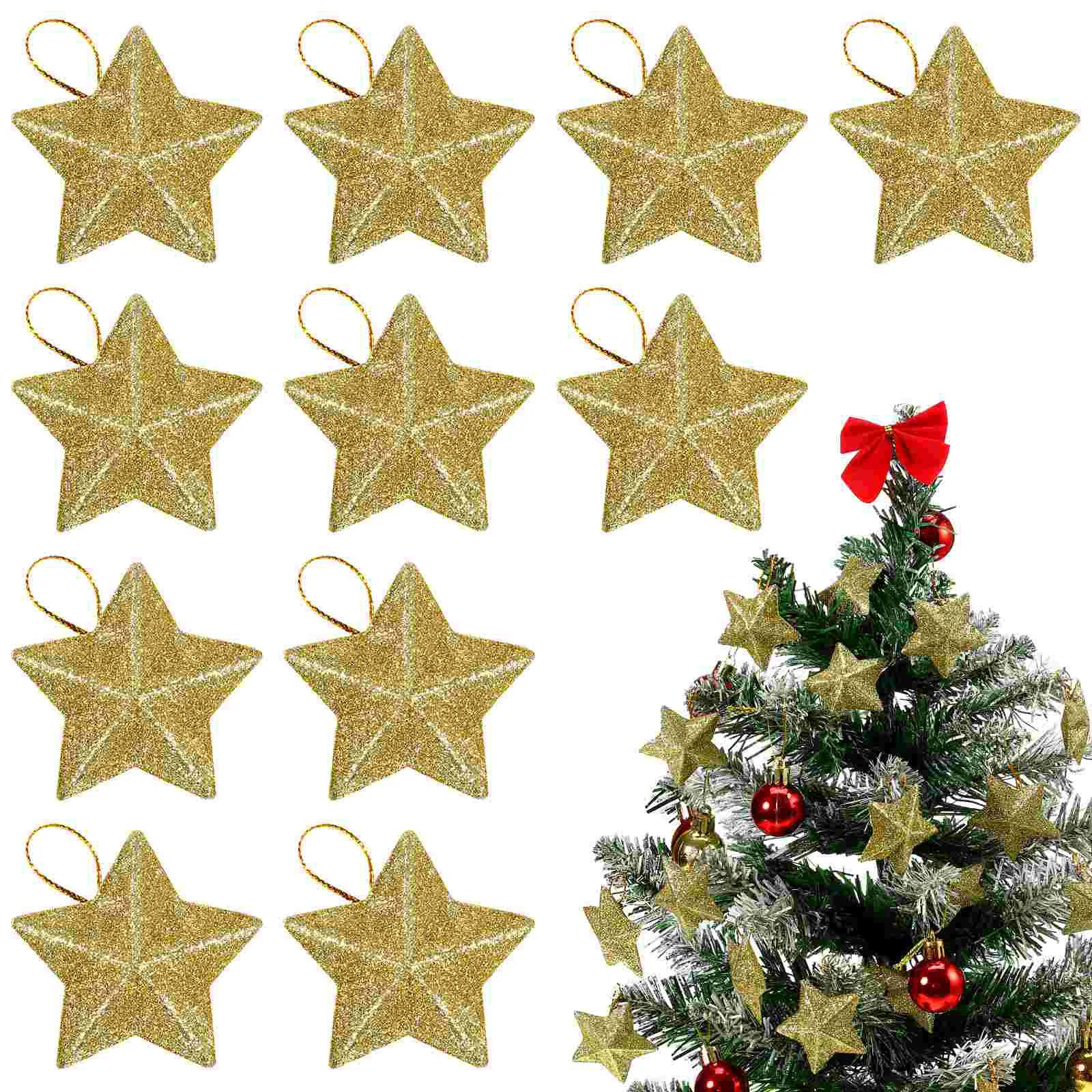 

30 Pcs Pendant Holiday Ornaments Star Toppers Christmas Tree Festival Glitter Pendants Decorations Decorative
