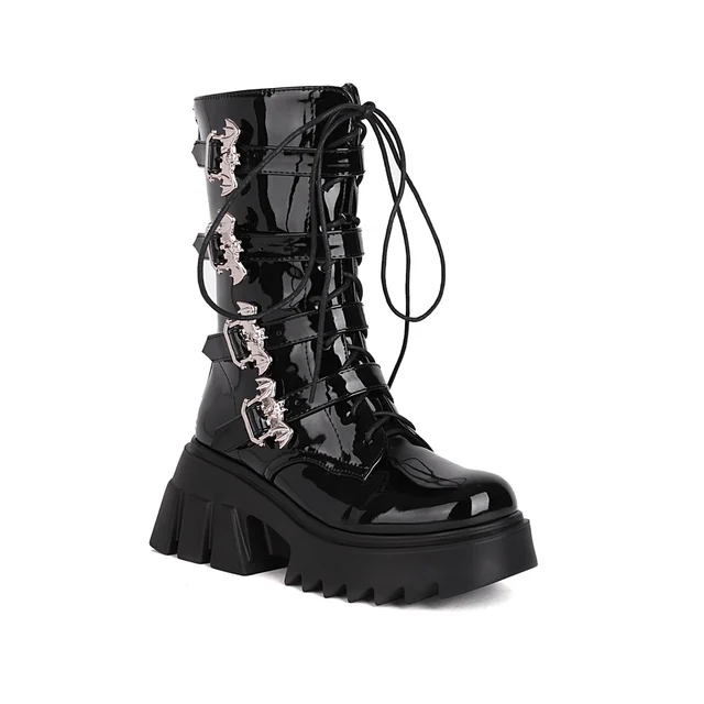 CYJSYQFC Black Bat Buckle Punk Style 