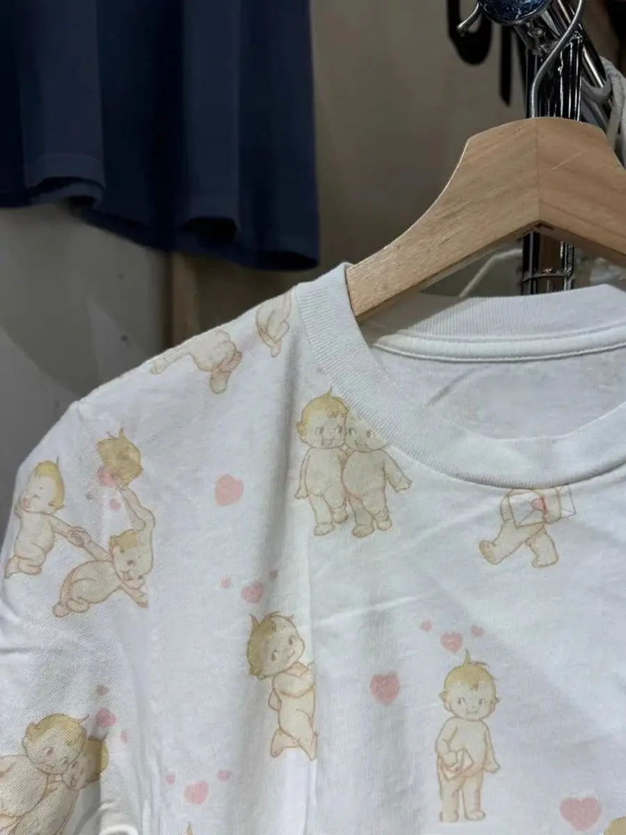 Футболка с принтом ангела и сердца комплект шортами женские летние футболки