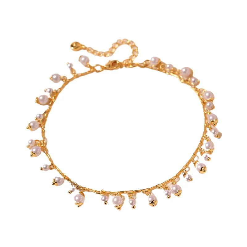 Экзотический Шарм ABS жемчужный кулон женский ножной браслет 18-каратное покрытие