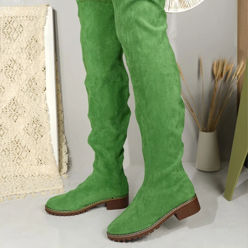 2024. Зимние женские сапоги выше колена. Женские эластичные сапоги.