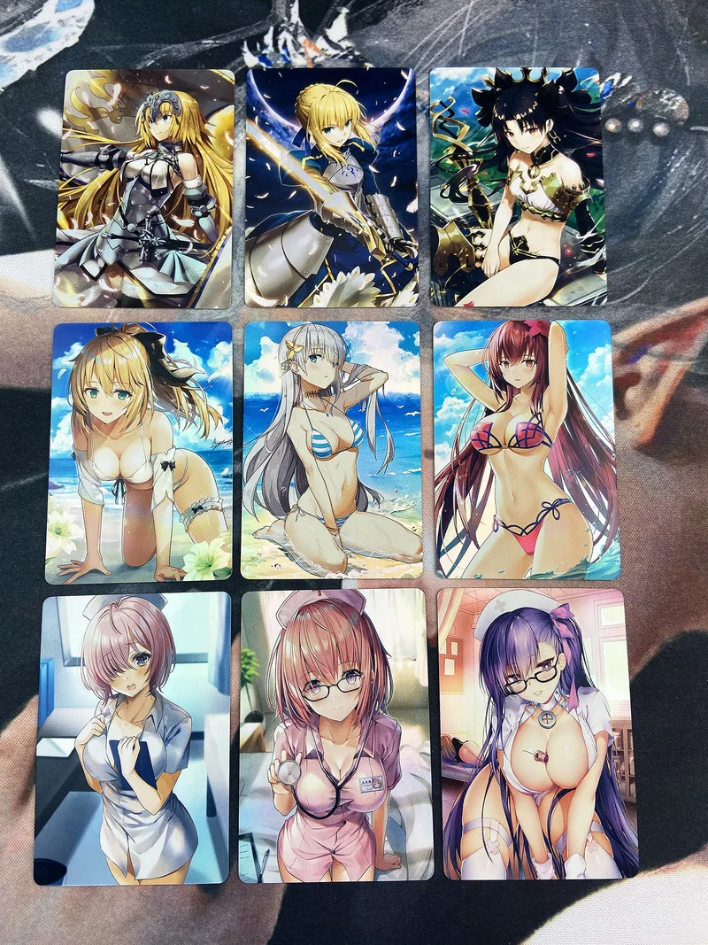 

9pcs/set Fate Fgo Fate Grand Order Swimsuit Bikini Sexy Beauty Hobby Collectibles Game Anime Collection Cards Sexy Girls