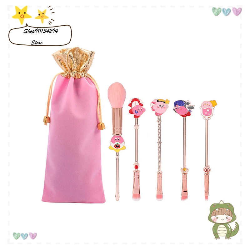 

4Style Kawaii Kirby Hello Kts Makeup Brushes Set Cartoon Anime Foundation Powder Contour Girls Beauty Tool Gift with Storage Box
