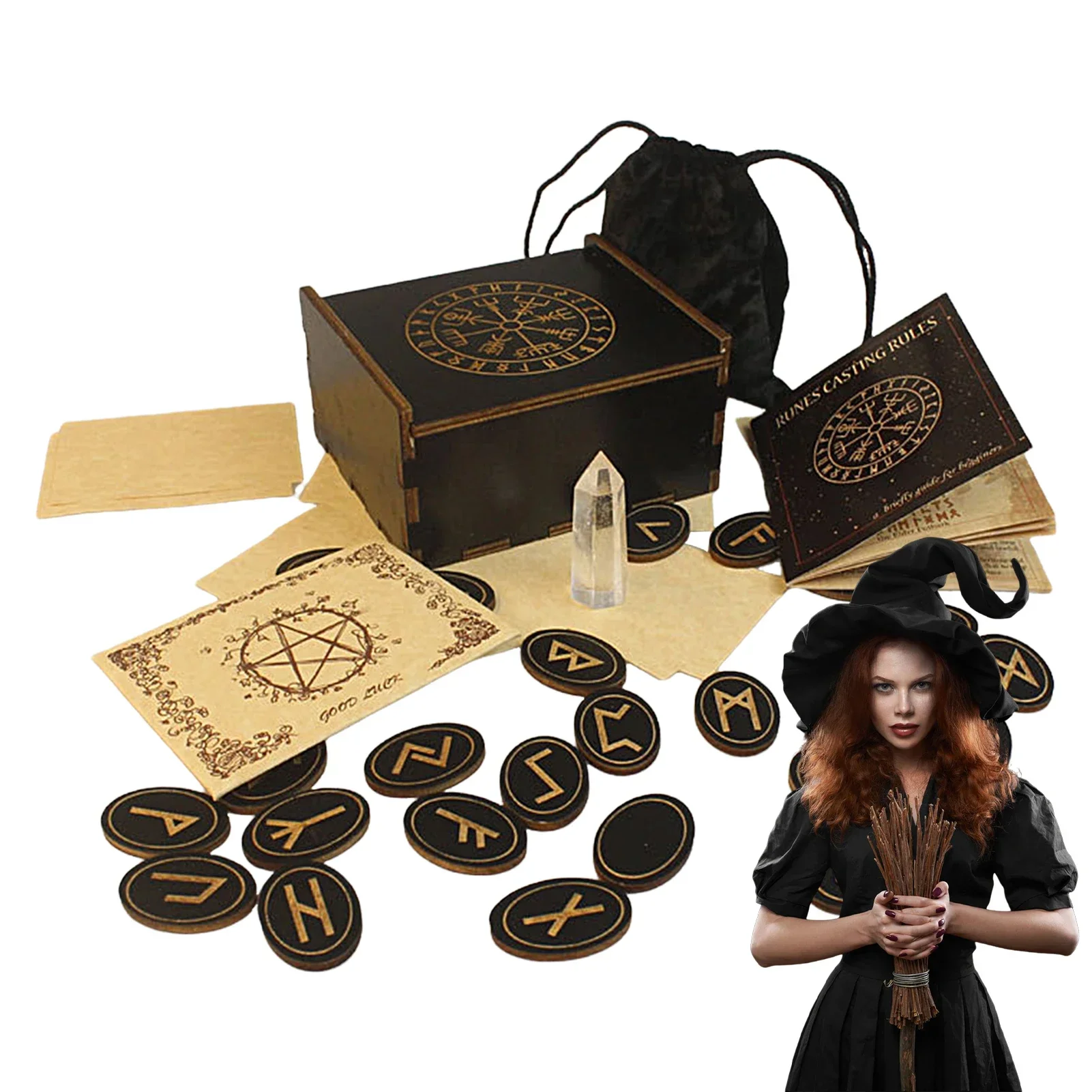 Деревянные руны с выгравированным цыганским символом алтальные медитация