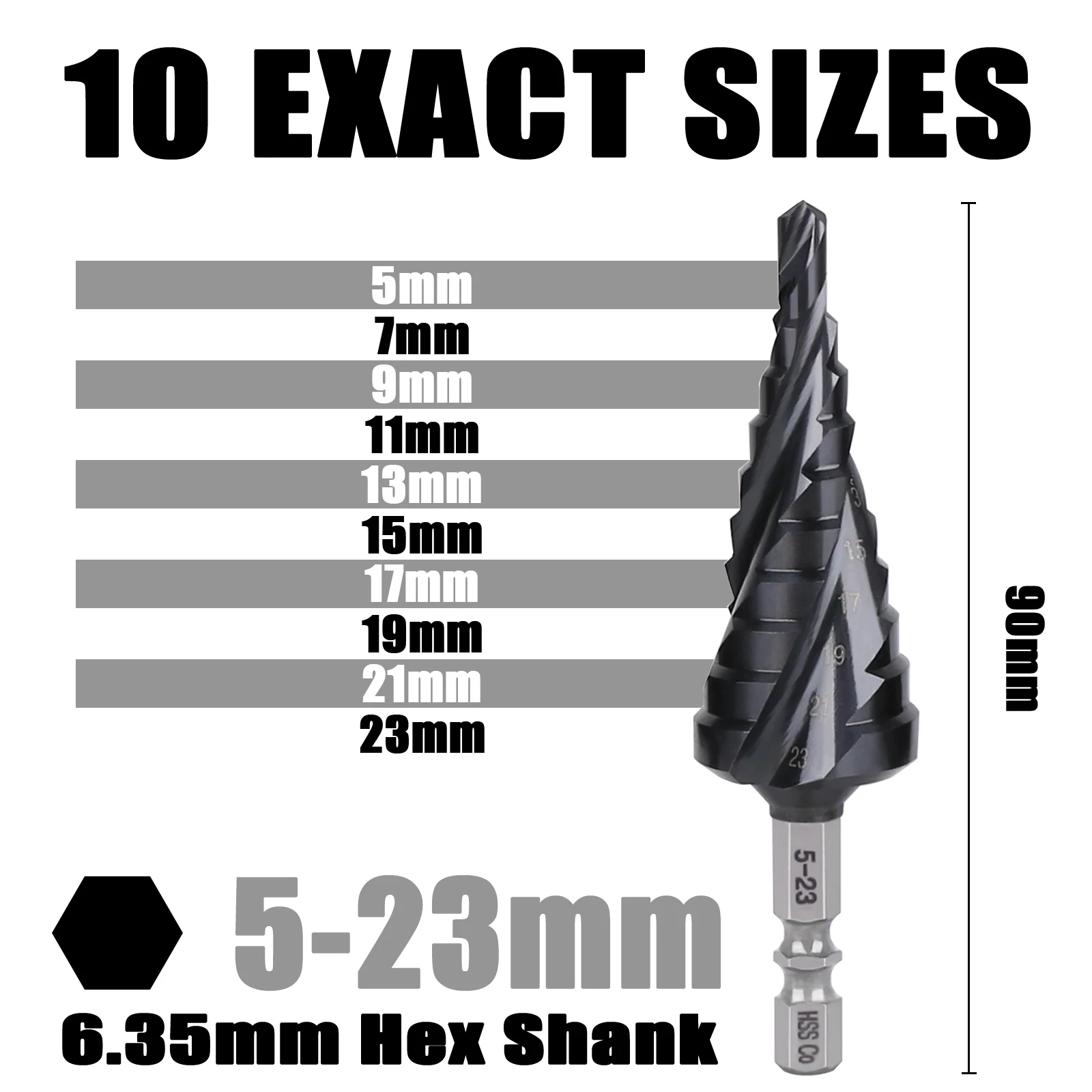 

Ступенчатое сверло Veater HSS M35 TiAlN 1/4", 4-32 мм