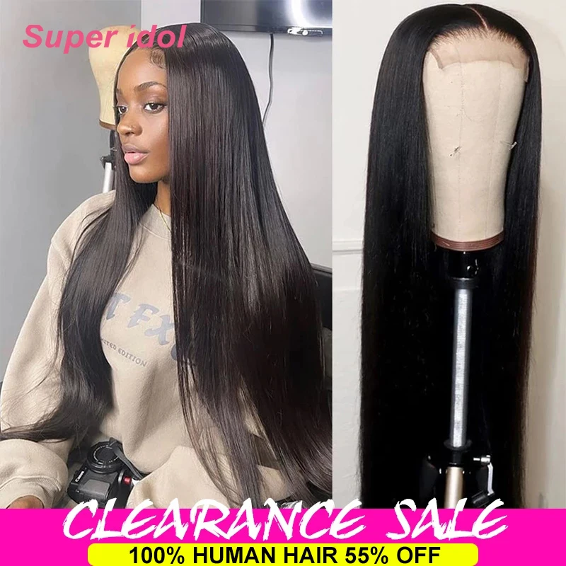 Brazilian 4*1 Lace Closure Wig Straight Human Hair Wigs For Black Women Transparent Lace Closure Remy Hair Wig with Baby Hair
