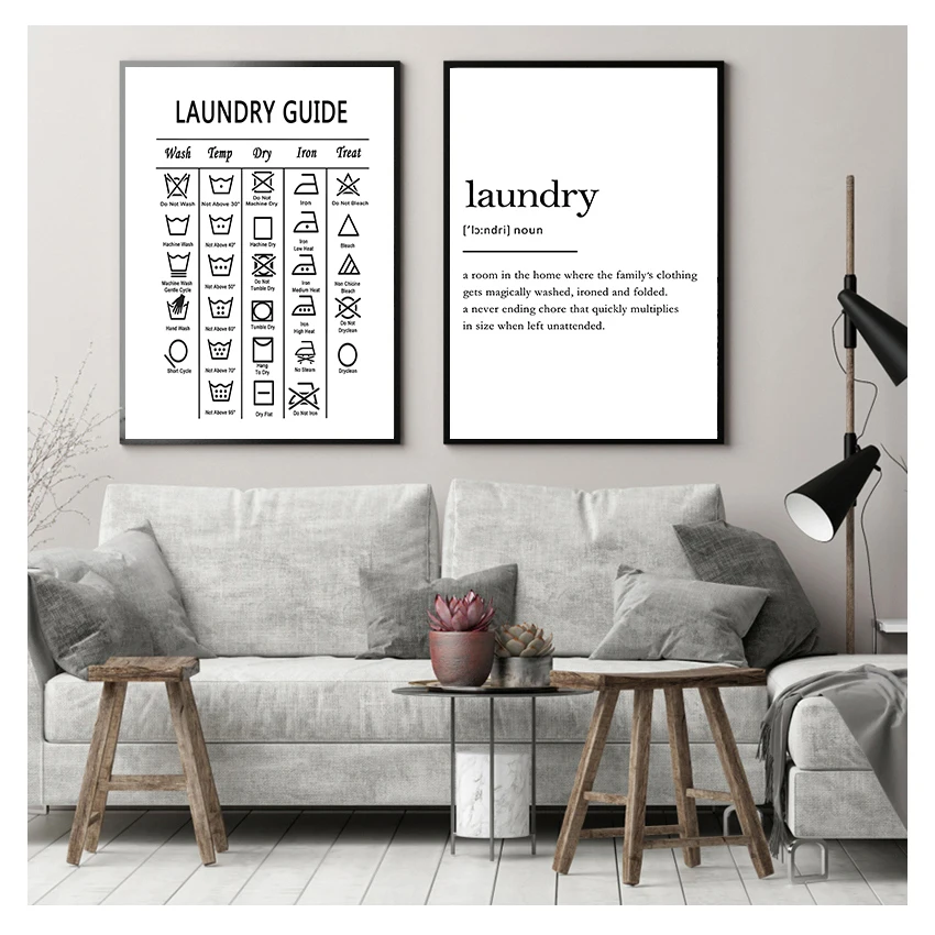 Настенное искусство шпаргалка для стирки постер с принтом минималистичный