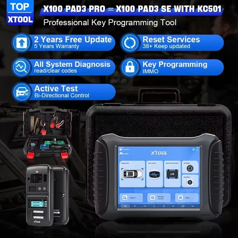 Программатор автомобильных ключей XTOOL X100 PAD3 Pro, инструмент программирования ключей IMMO Elite, иммобилайзер для автоматической диагностики всех потерянных ключей с KC501