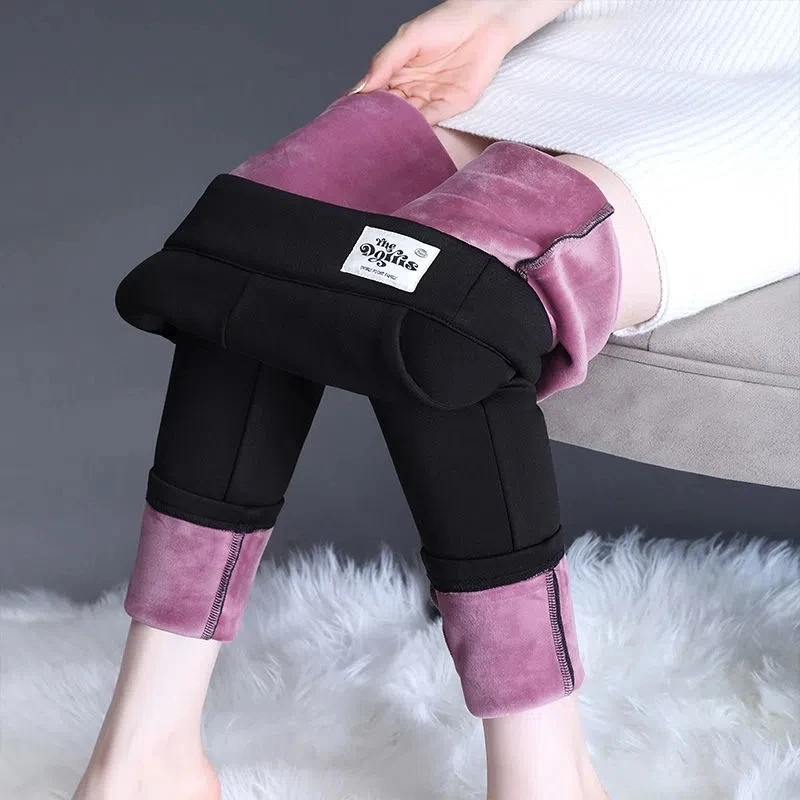 

Черные плотные теплые облегающие брюки, женские модные зимние облегающие эластичные брюки-карандаш 2022, женские хлопковые повседневные брю...