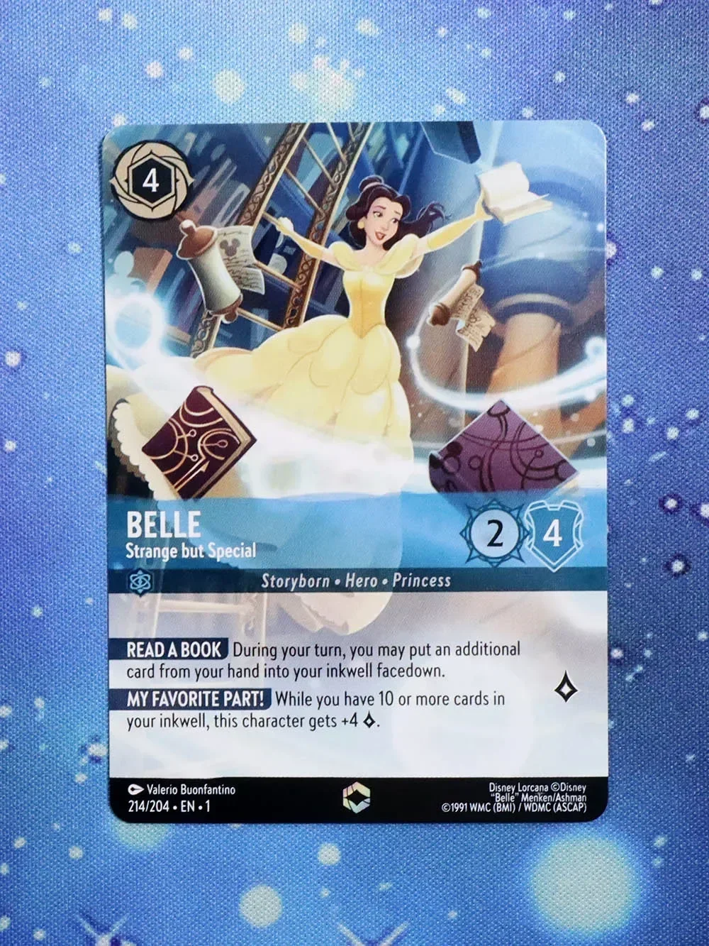 

Disney Lorcana Proxy The First Chapter NoneFoil – Belle – Strange but Special (Alternate Art) (214/204)TCG Game Cards