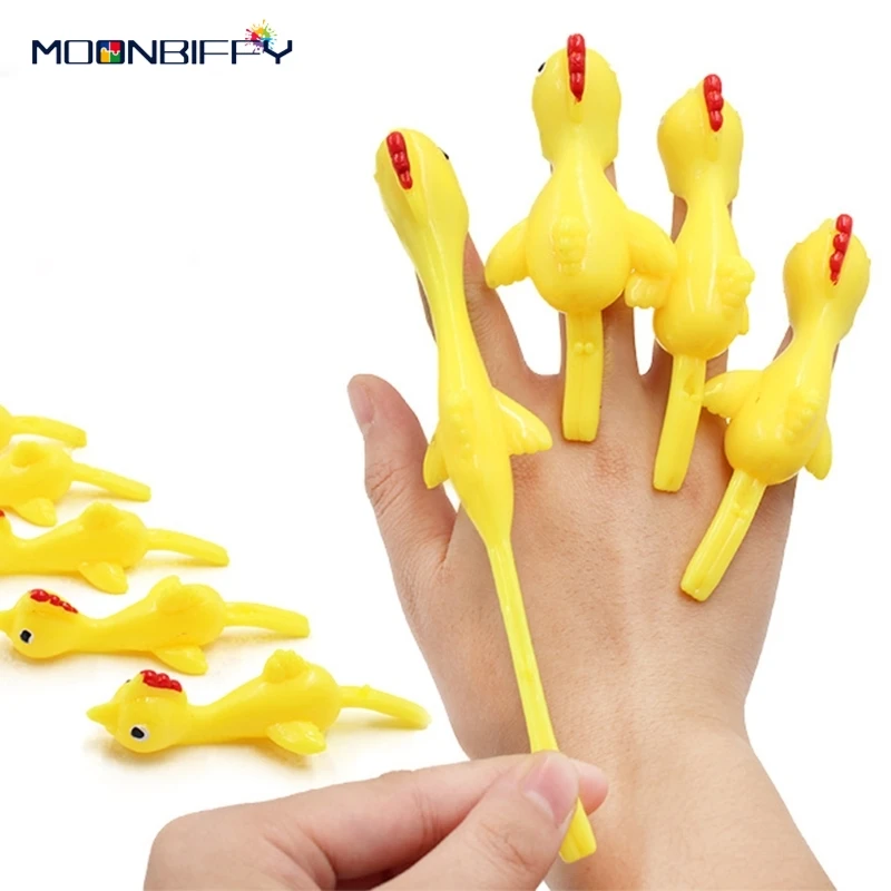 

15 Pcs Catapult Launch Rubber Catapulted Chicken Toys Light Finger Prank Stretchy Flying Ejection Toy Slingshot Turkey Sticky