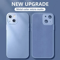 luxury metal color plating liquid silicone case for iphone 13 12 11 mini x xr xs max 7 8 plus se 2020 thin soft shockproof cover