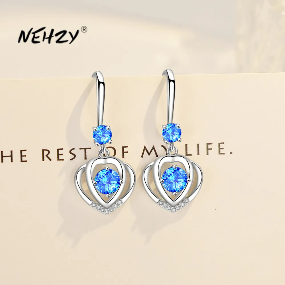 

NEHZY новые женские модные ювелирные изделия с серебряным покрытием высококачественные длинные серьги-кисточки в форме сердца с кубическим цирконием