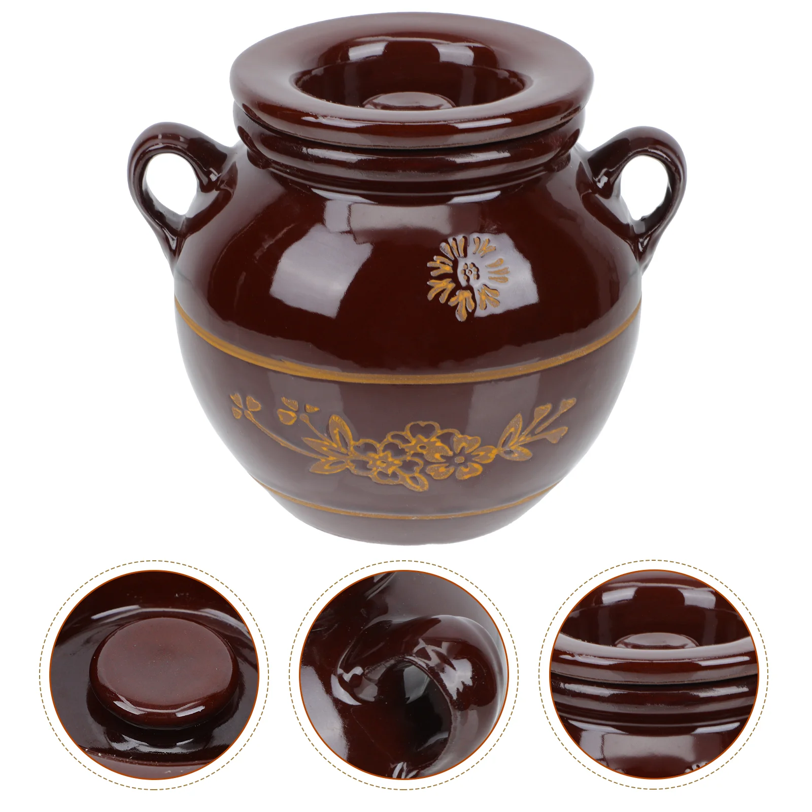 

Home Storage Pot with Lid Ceramic Sealed Canister Traditional Pickles Jar for Restaurant Kitchen Shop