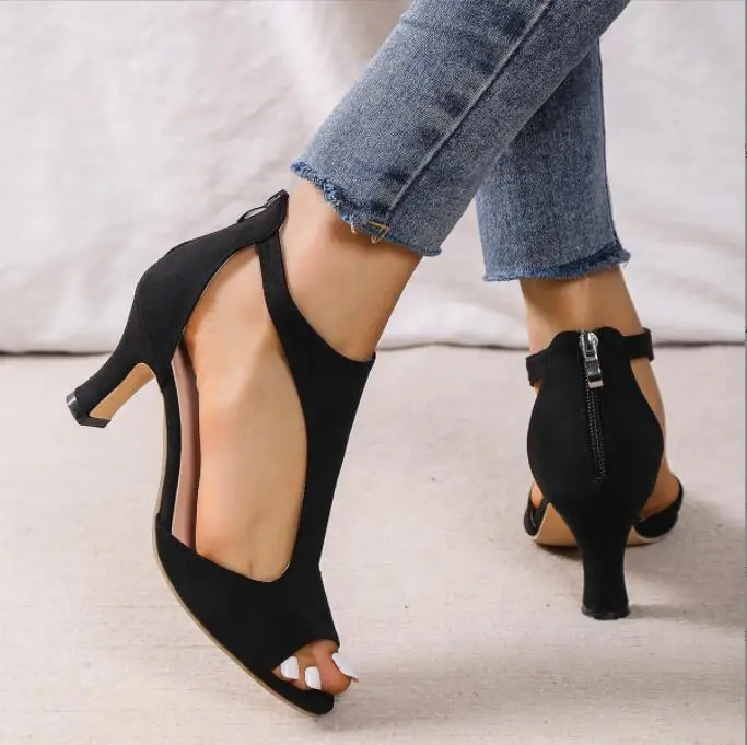 Summer Women Suedes Thick heel Sandals Bohemian Handmade Ladies Casual Comfortable Espadrilles Platform Pumps Shoes Heels Large