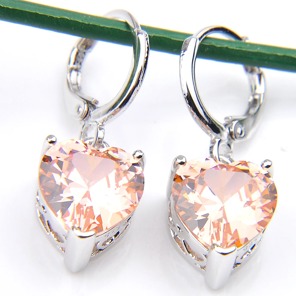 Серебряные серьги-подвески Luckyshine Classic с ониксом, морганитом, перидотом, гранатом, белым, розовым и синим топазом (art.: 3920db227aa95) - 3920db227aa95