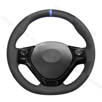 hand sew black suede car steering wheel cover for toyota aygo 2 peugeot 108 citreon c1 2014 2015 2016 2017 2018 2019 2020 2021