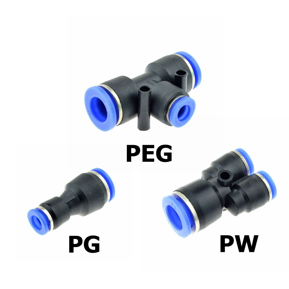 

Pneumatic Fitting Air Water Hose Connector 4mm 6mm 8mm 10mm 12mm Quick Pipe Reducer Fittings Air Compressor Couplings PG PEG PW