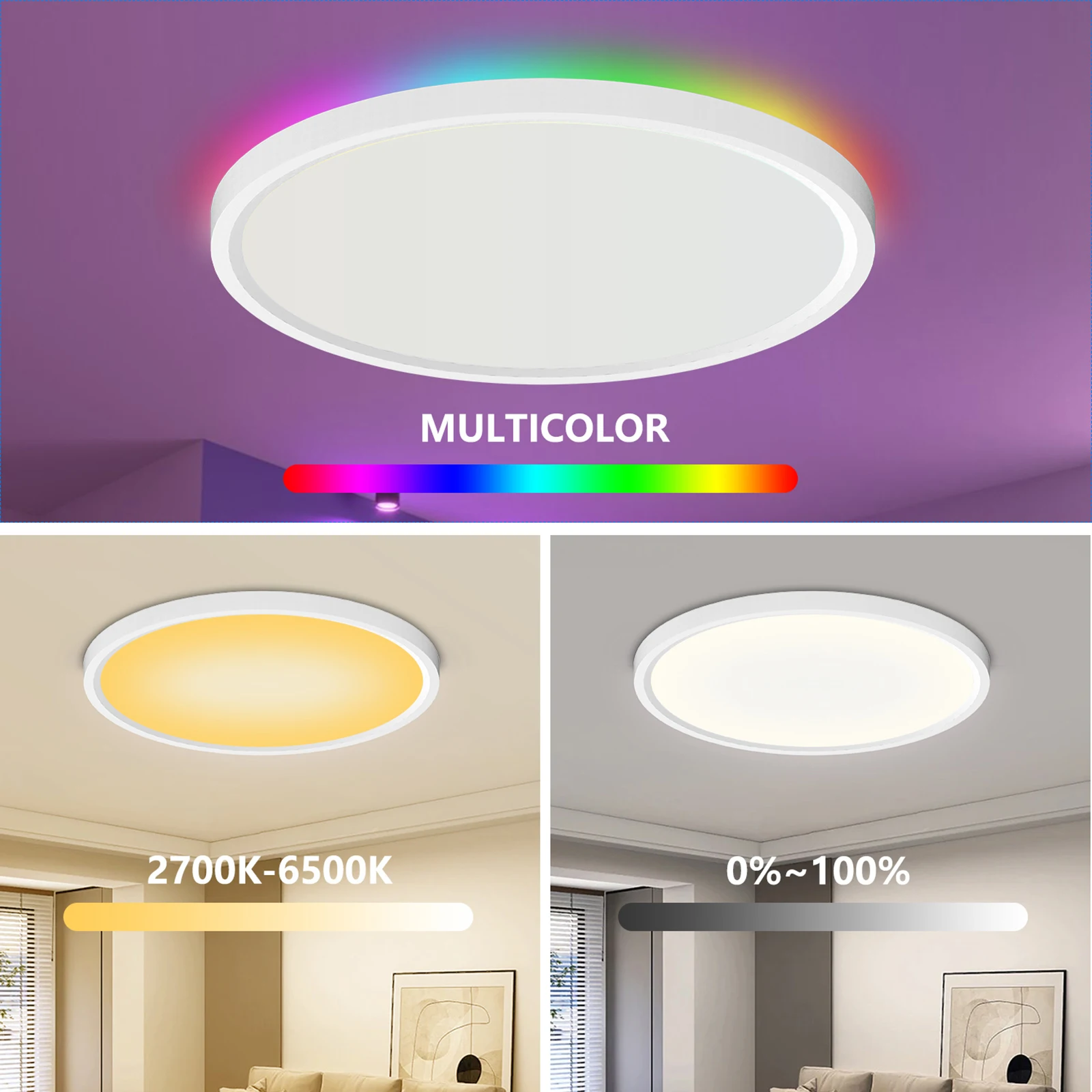 

24W LEDs Ceiling Lighting RGB+CCT 12Inches Intelligent Ceiling Lighting DIY Color Music Wirelessly Lamp for Living Room Bedroom